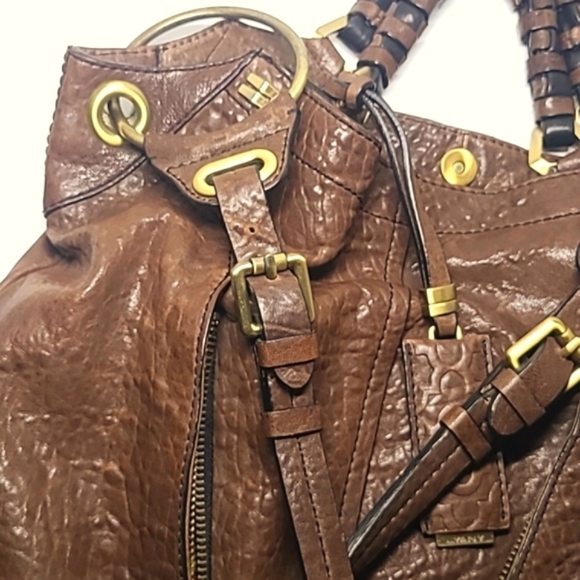 orYANY "Gwen" Distressed Leather Dual Pocket Crossbody/Shoulder Bag - Picture 15 of 15